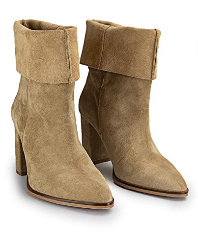 Bota de Mujer, Modelo Lola, Color Arena en Material Serraje, Marca Popa