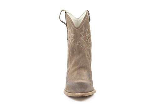 Bota Texano para mujer con números grandes de ante, color pardo Beige Size: 32 EU