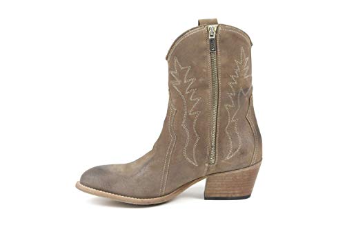 Bota Texano para mujer con números grandes de ante, color pardo Beige Size: 32 EU