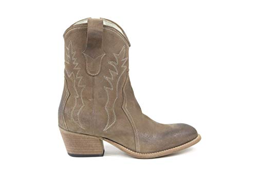 Bota Texano para mujer con números grandes de ante, color pardo Beige Size: 32 EU