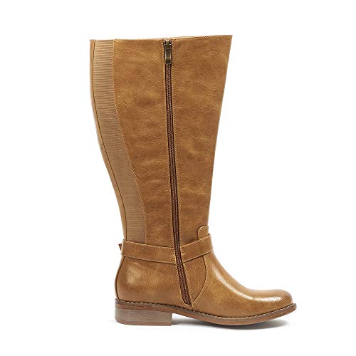 Bota Tipo Jinete, Comoda, con Ancho de Gemelo XL - Modello Isabelle - Camel 39
