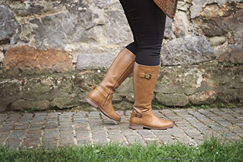 Bota Tipo Jinete, Comoda, con Ancho de Gemelo XL - Modello Isabelle - Camel 39