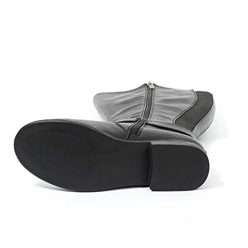 Bota Tipo Jinete, Comoda, con Ancho de Gemelo XL - Modello Isabelle - Negro 37