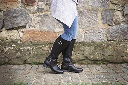 Bota Tipo Jinete, Comoda, con Ancho de Gemelo XL - Modello Isabelle - Negro 37