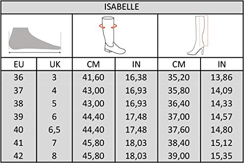 Bota Tipo Jinete, Comoda, con Ancho de Gemelo XL - Modello Isabelle - Negro 38