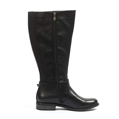 Bota Tipo Jinete, Comoda, con Ancho de Gemelo XL - Modello Isabelle - Negro 38