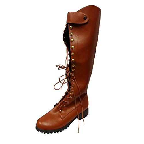 Botas Altas Para Mujer Botas De Estilo Militar Medio De Moda Zapatos De Mujer De Hebilla De Cuero Artificial Botas De Cordones Y Rodilleras Vintage Para Mujer Botas De Martin Wyxhkj