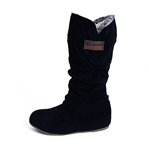 Botas Alto Invierno Mujeres, LANSKIRT Mujer Botas Altas hasta la Rodilla Bota de Tacón Plano Zapatos de Otoño Invierno Zapatos Planos