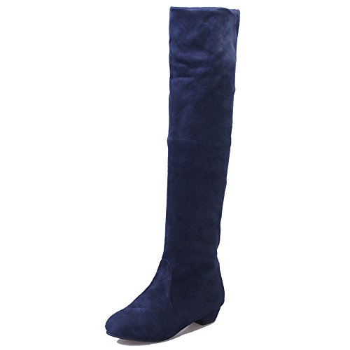 Botas Alto Mujeres, LANSKIRT Mujer Invierno Otoño Gamuza Slim Fit sobre la Rodilla Zapatos Planos de Las Botas Botas Largas Largas de Ante de Pierna Alta