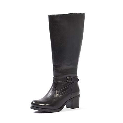 Botas con tacón en Piel para Gemelos Anchos - Modelo Lily (Negro, Numeric_39)