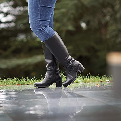 Botas con tacón en Piel para Gemelos Anchos - Modelo Lily (Negro, Numeric_40)