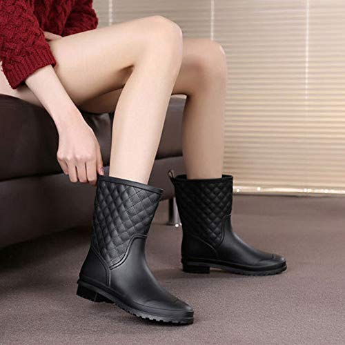 Botas de Agua para Mujer de Media Pantorrilla Botas de Lluvia Botas de Lluvia Botas Antideslizantes Zapatos de jardín Zapatos Impermeables Botas de Goma para Damas