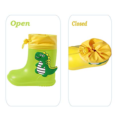 Botas de Agua Unisex Niños Niñas Luces Wellington Botas de Lluvia Impermeable y Antideslizante Rain boots verde EU 24/25