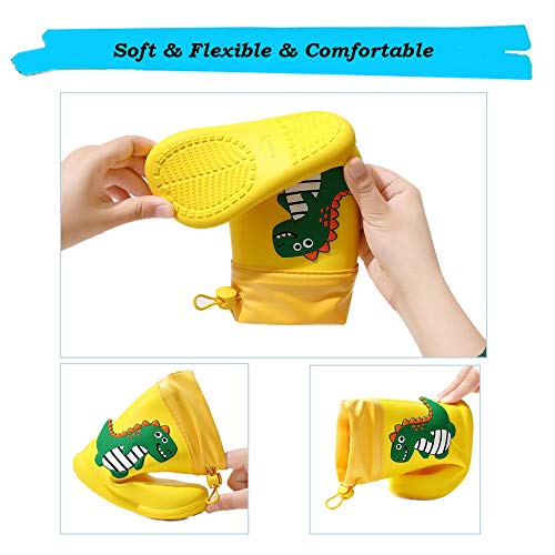 Botas de Agua Unisex Niños Niñas Luces Wellington Botas de Lluvia Impermeable y Antideslizante Rain boots verde EU 24/25