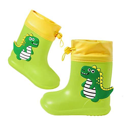 Botas de Agua Unisex Niños Niñas Luces Wellington Botas de Lluvia Impermeable y Antideslizante Rain boots verde EU 24/25