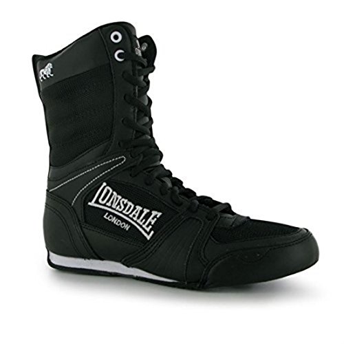 Botas de boxeo para mujer Lonsdale, calzado deportivo de cordones de corte medio, color Negro, talla 5.5 UK
