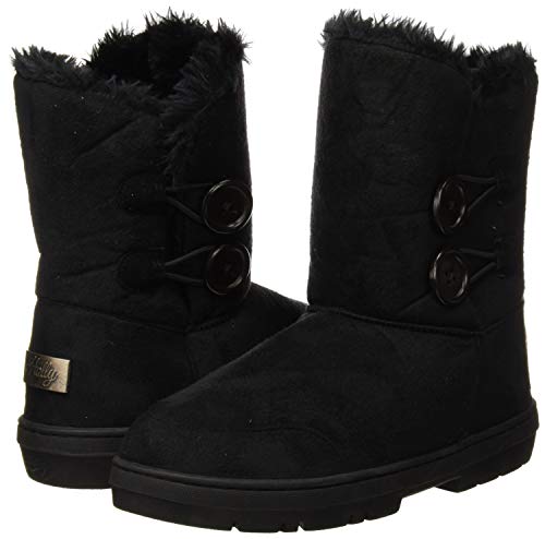 Botas de invierno con doble botón, impermeables, para mujer, color Negro, talla 41