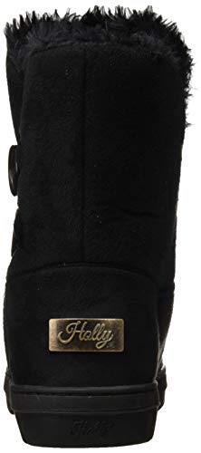 Botas de invierno con doble botón, impermeables, para mujer, color Negro, talla 41