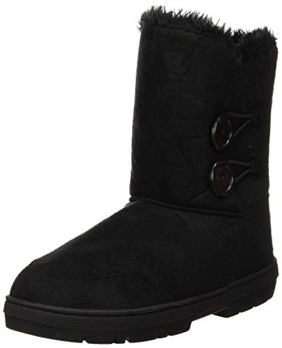 Botas de invierno con doble botón, impermeables, para mujer, color Negro, talla 41