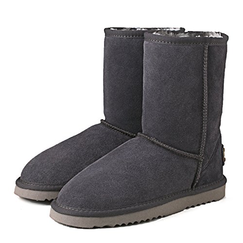 Botas de invierno de piel de media caña para mujer de Shenduo, base forrada cálida DA5825, color Gris, talla 39 EU