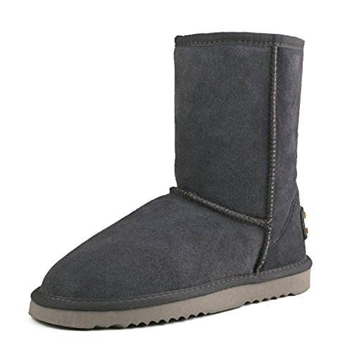 Botas de invierno de piel de media caña para mujer de Shenduo, base forrada cálida DA5825, color Gris, talla 39 EU