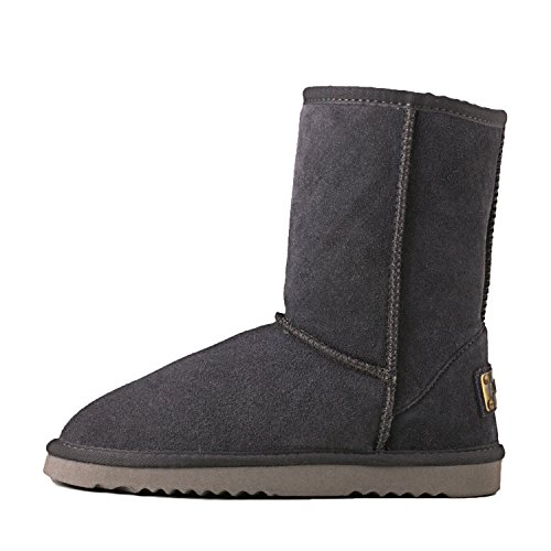 Botas de invierno de piel de media caña para mujer de Shenduo, base forrada cálida DA5825, color Gris, talla 39 EU