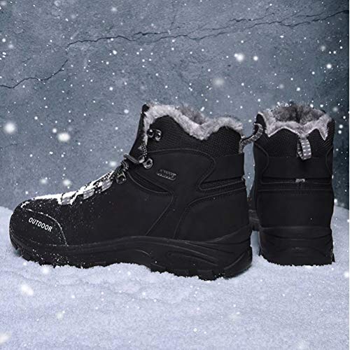 Botas De Invierno Hombre Botas De Nieve Impermeables Botas De Senderismo Cálidas Botas De Trekking Antideslizantes Negro 42