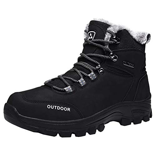 Botas De Invierno Hombre Botas De Nieve Impermeables Botas De Senderismo Cálidas Botas De Trekking Antideslizantes Negro 42