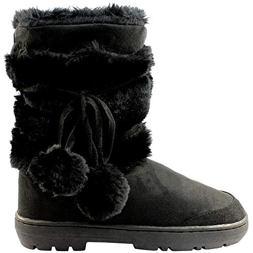 Botas de invierno impermeables, con pompones, para mujer, color Negro, talla 40