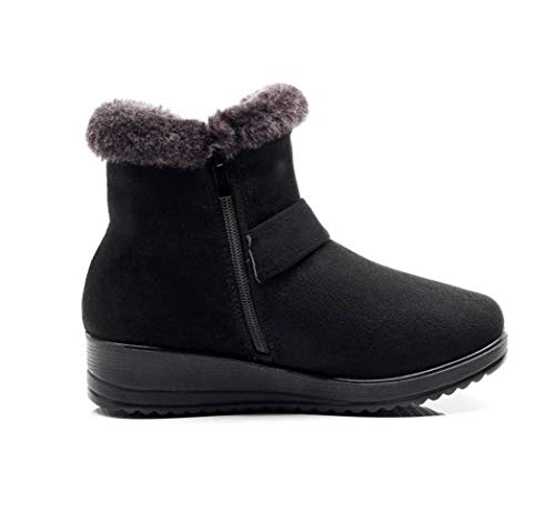 Botas De Invierno para Mujer Calidez Calzado De Algodón Cremallera Zapatos De Plataforma De Plataforma Alta Decoración De Metal Informal Cuñas De Nieve De Felpa Tacones Altos