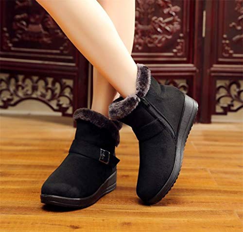 Botas De Invierno para Mujer Calidez Calzado De Algodón Cremallera Zapatos De Plataforma De Plataforma Alta Decoración De Metal Informal Cuñas De Nieve De Felpa Tacones Altos