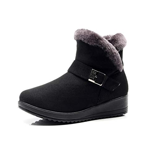 Botas De Invierno para Mujer Calidez Calzado De Algodón Cremallera Zapatos De Plataforma De Plataforma Alta Decoración De Metal Informal Cuñas De Nieve De Felpa Tacones Altos
