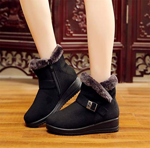 Botas De Invierno para Mujer Calidez Calzado De Algodón Cremallera Zapatos De Plataforma De Plataforma Alta Decoración De Metal Informal Cuñas De Nieve De Felpa Tacones Altos