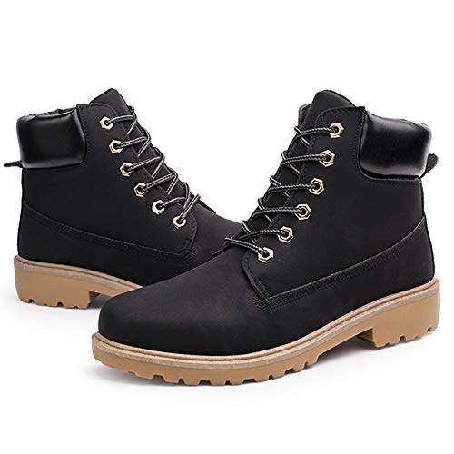 Botas de Moda de Cuero Suave Zapatos Casuales de otoño e Invierno Botas de Trabajo Zapatos Antideslizantes Impermeables
