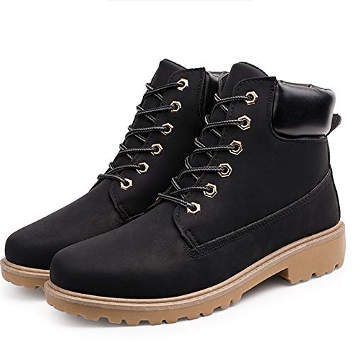 Botas de Moda de Cuero Suave Zapatos Casuales de otoño e Invierno Botas de Trabajo Zapatos Antideslizantes Impermeables