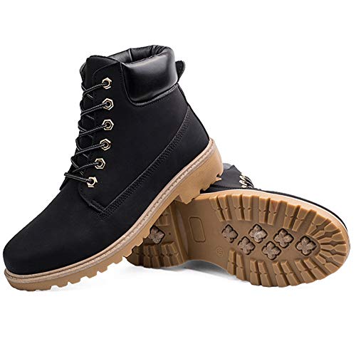 Botas de Moda de Cuero Suave Zapatos Casuales de otoño e Invierno Botas de Trabajo Zapatos Antideslizantes Impermeables
