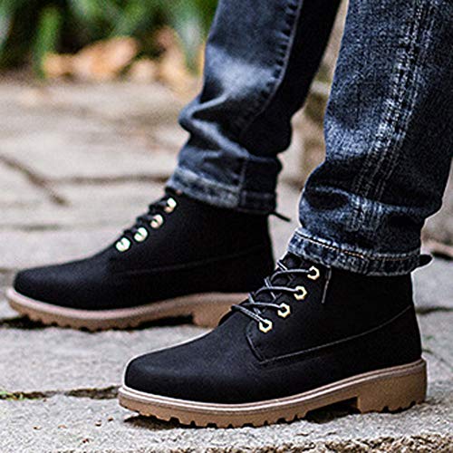 Botas de Moda de Cuero Suave Zapatos Casuales de otoño e Invierno Botas de Trabajo Zapatos Antideslizantes Impermeables