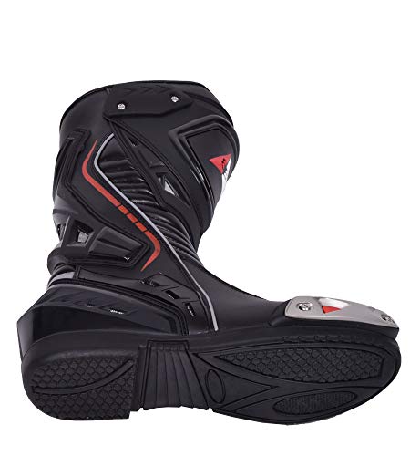 Botas de Moto Hombre, Botas de Cuero Deportivas, Impermeables, de Cuero, Protectores rígidos Integrados estables, con protección de Tobillo, Negro - 44
