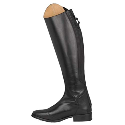 Botas de Motociclista de Mujer Botas de Montar a Caballo de Jinete Alto de Rodilla Otoño Invierno Cremallera de montaña Punta Redonda Bloque de tacón Botas ecuestres Mujer