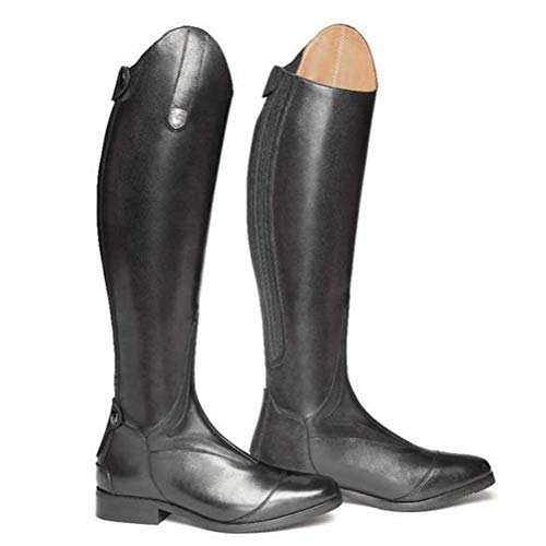 Botas de Motociclista de Mujer Botas de Montar a Caballo de Jinete Alto de Rodilla Otoño Invierno Cremallera de montaña Punta Redonda Bloque de tacón Botas ecuestres Mujer