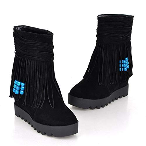 Botas de Mujer Invierno Plataforma Cuña Interior PAOLIAN Botines Bajas Caña Otoño Botas Mujer Tobillo Terciopelo Baratas Zapatos de Mujer Fiesta Tacon Alto Vestir Elegantes con Flecos