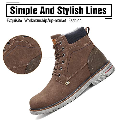 Botas de Nieve Hombre Antideslizante Invierno Botines Calientes Trekking Aire Libre Zapatos Marrón 41