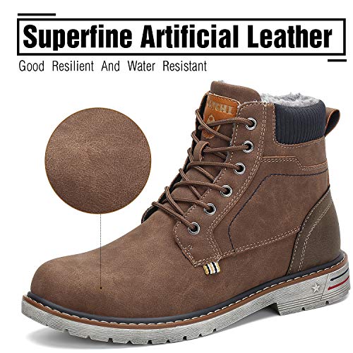 Botas de Nieve Hombre Antideslizante Invierno Botines Calientes Trekking Aire Libre Zapatos Marrón 45