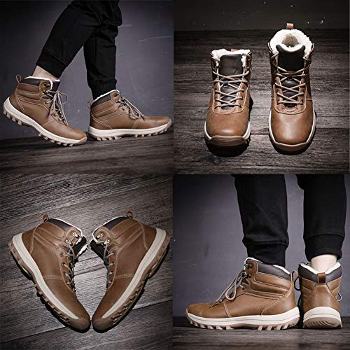 Botas de Nieve Hombre Impermeable Botas de Invierno Antideslizante Calientes Botines Sneakers Marrón 44