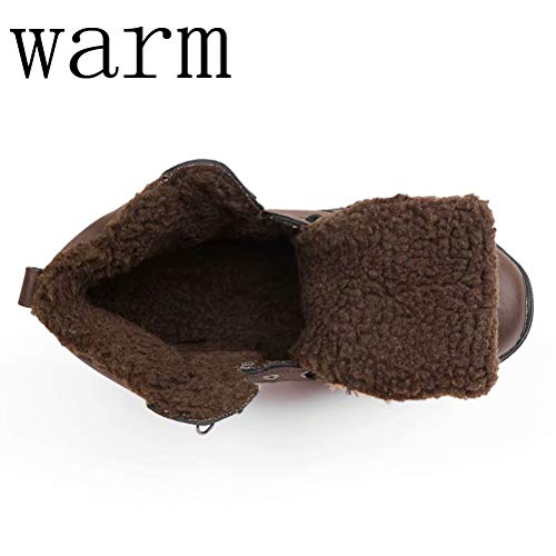 Botas de Nieve Hombre Impermeable Botas de Nieve Cálido Fur Forro Sneakers Zapatos Invierno Marrón 45