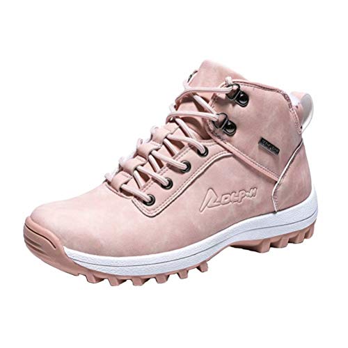 Botas de Nieve Hombre Mujer Botas de Invierno Zapatillas Trekking Impermeables Nieve Antideslizante Calientes Botines Rosado 37