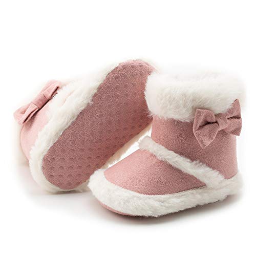 Botas de nieve para bebés y niñas y niños, con suela antideslizante, para recién nacidos, prewalker de invierno, cálidas para cuna., color Negro, talla 0-6 meses