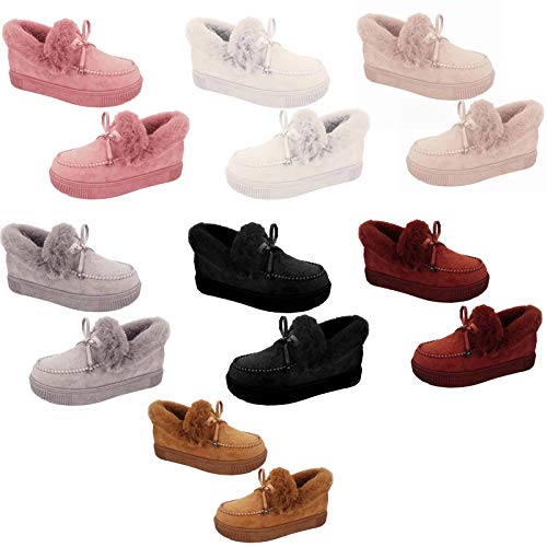 Botas De Nieve para Mujer, Invierno para Mujer, Punta Redonda, Tacón Grueso, Tobillo De Corte Bajo, Botas para La Nieve, Mocasines Cálidos De Felpa Gris 38