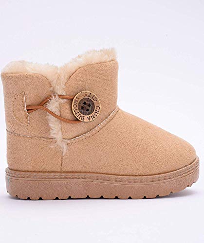 Botas de Nieve para niños niñas Zapatos Invierno 2019 Botines Cómodos Calzado Piel Forradas Calientes Planas Casual Boots Antideslizante para Bebe niña Niño
