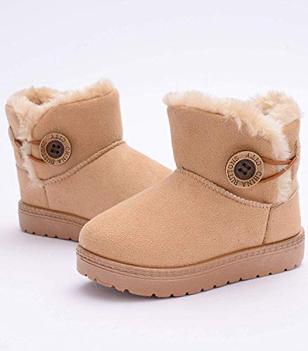 Botas de Nieve para niños niñas Zapatos Invierno 2019 Botines Cómodos Calzado Piel Forradas Calientes Planas Casual Boots Antideslizante para Bebe niña Niño